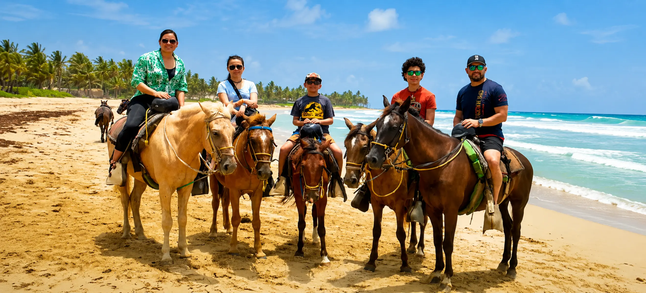 Beach horseback riding along the Caribbean coast in Punta Cana